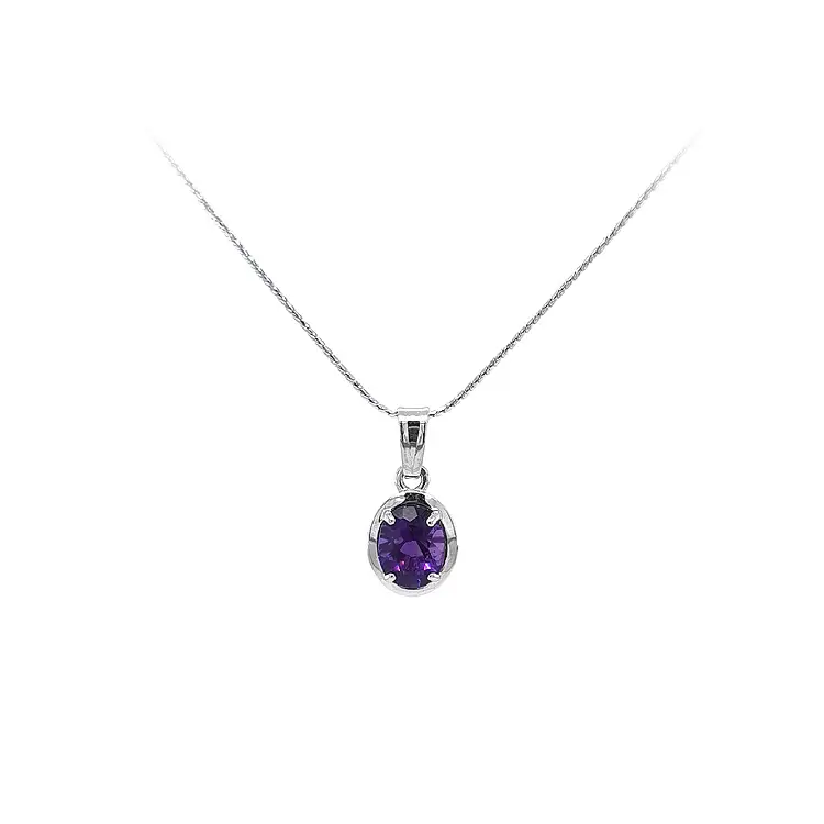 Pendant with Purple Stone made of White Gold