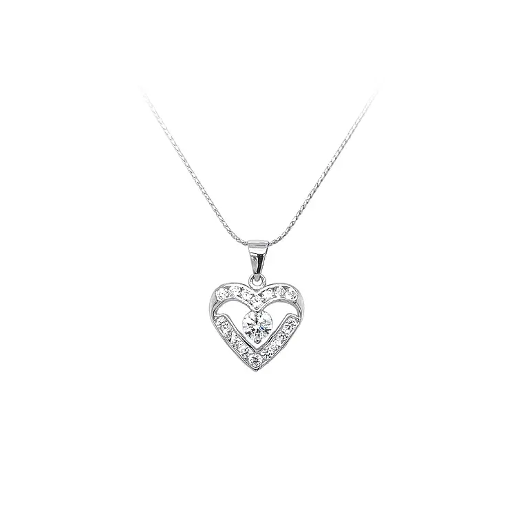 Pendant Heart with White Gold Zircons