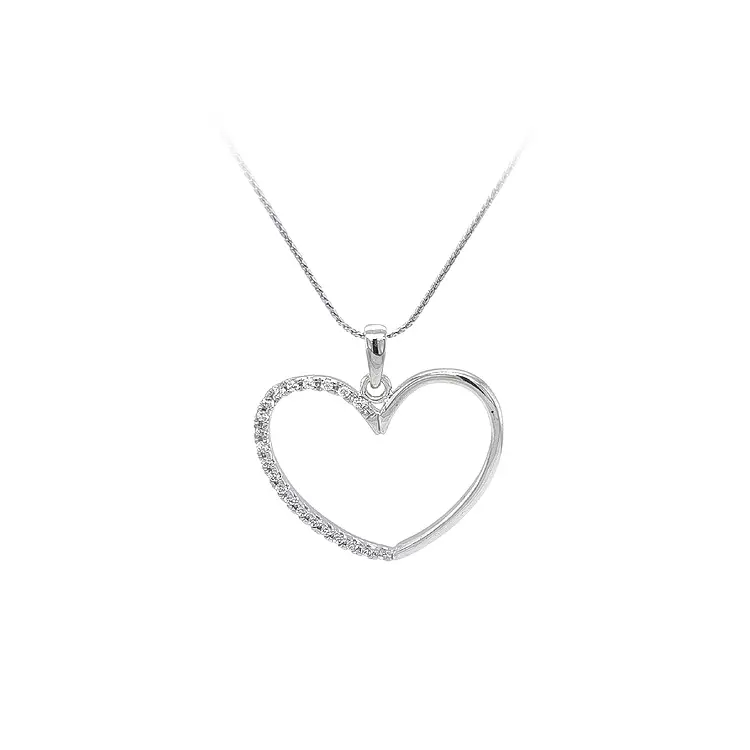 Pendant Heart with White Gold Zircons