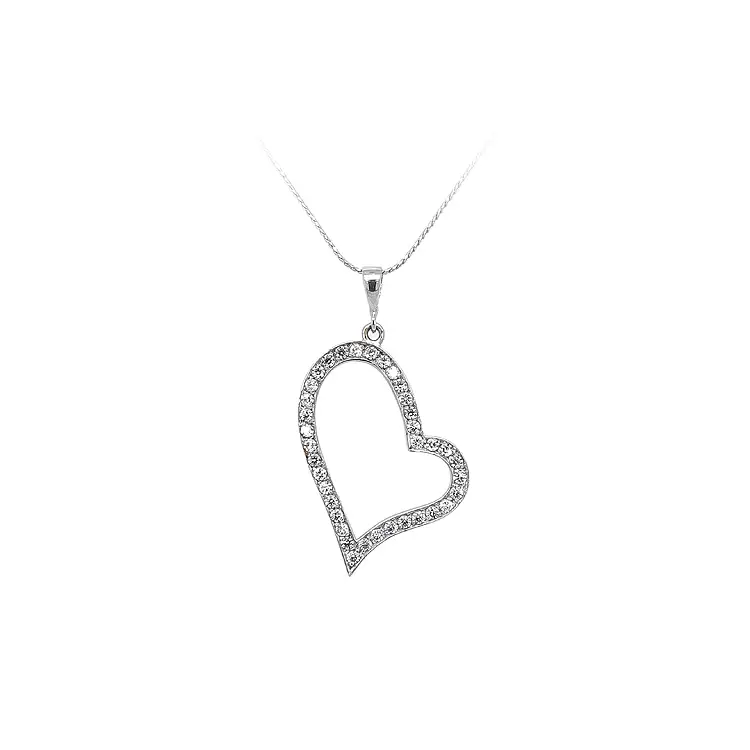 Pendant Heart with White Gold Zircons