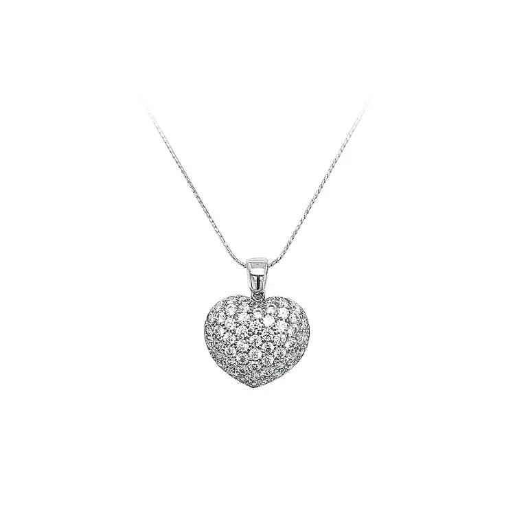 Pendant Heart of White Gold with Zircons