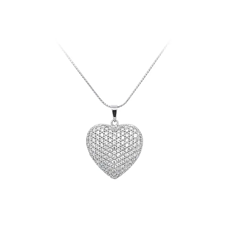 Pendant Heart with White Gold Zircons