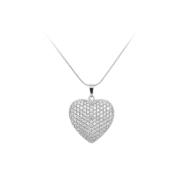Pendant Heart with White Gold Zircons