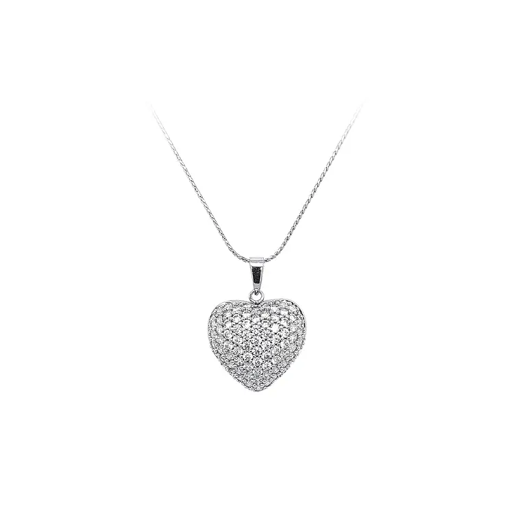 Pendant Heart with White Gold Zircons