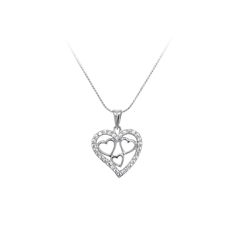 Pendant Heart with Zircons