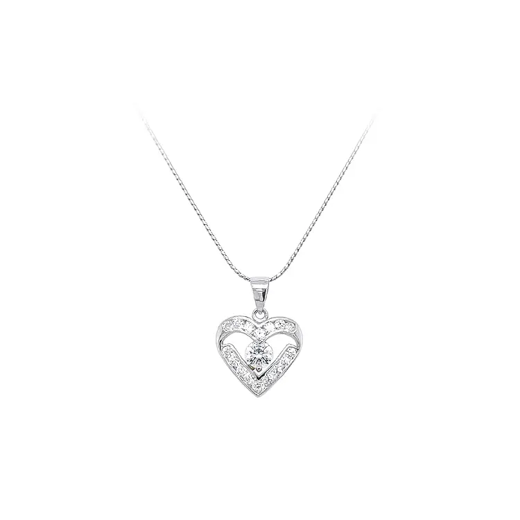 Pendant Heart with White Gold Zircons