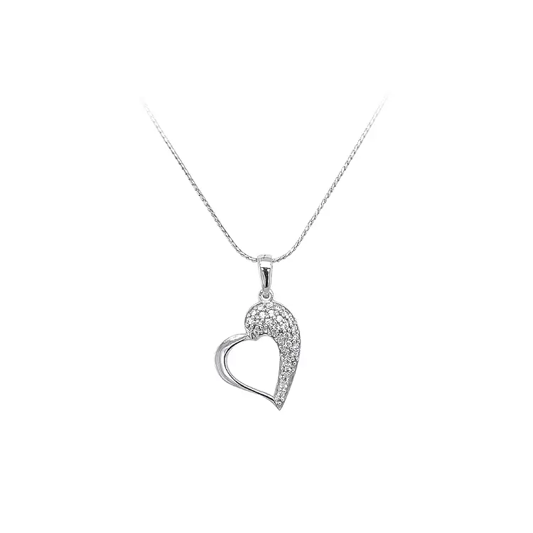 Pendant Heart with White Gold Zircons