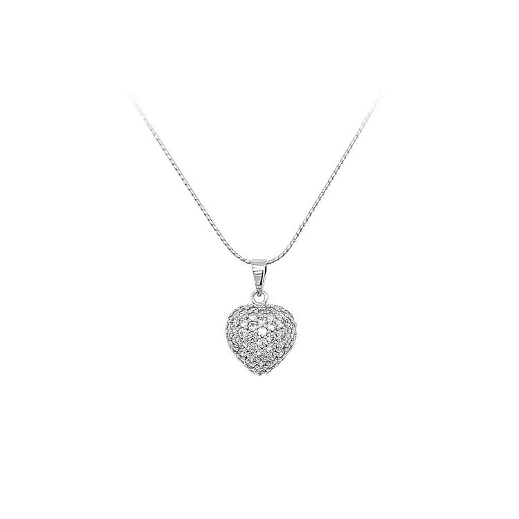 Pendant Heart with White Gold Zircons