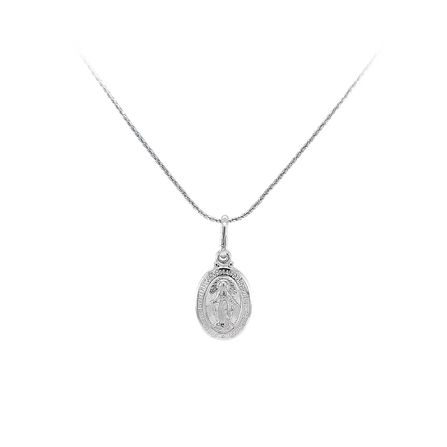 Pendant Madonna Virgin Mary of White Gold