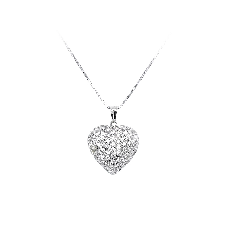 Pendant Heart with White Gold Zircons