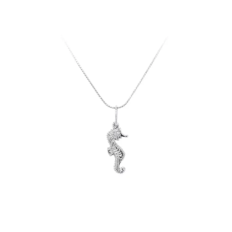 Pendant Sea Horse from White Gold