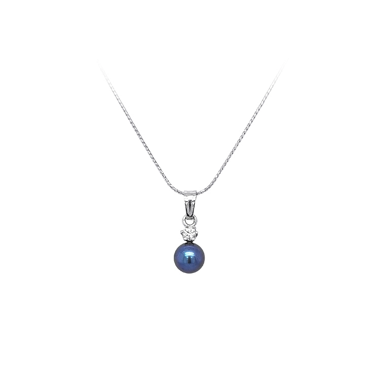 Pendant with Pearl and Zircon White Gold