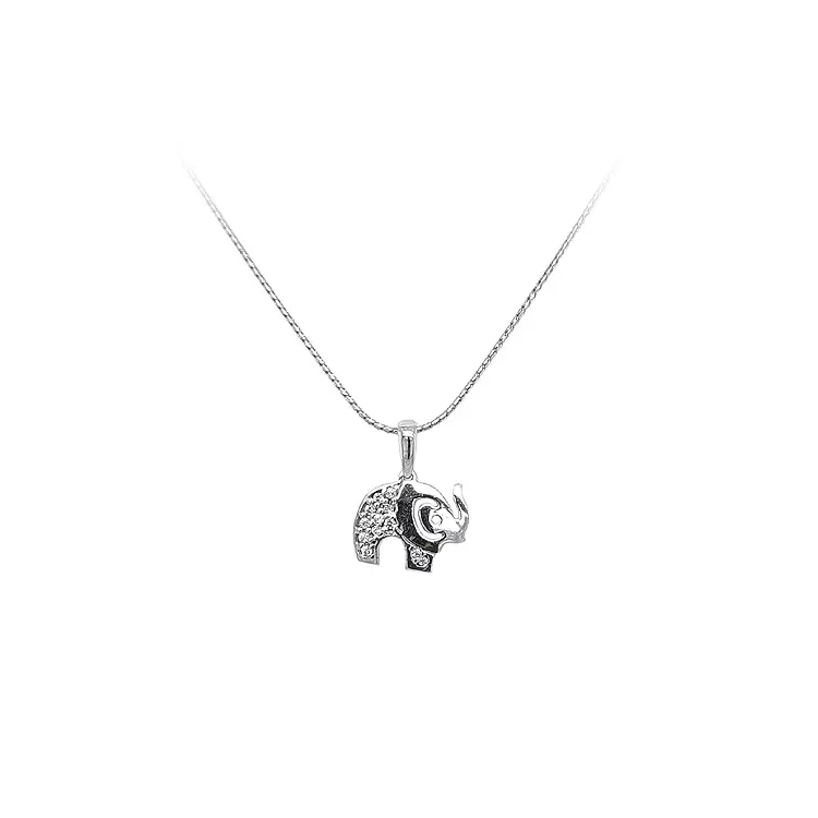 Pendant Elephant with White Gold Zircons