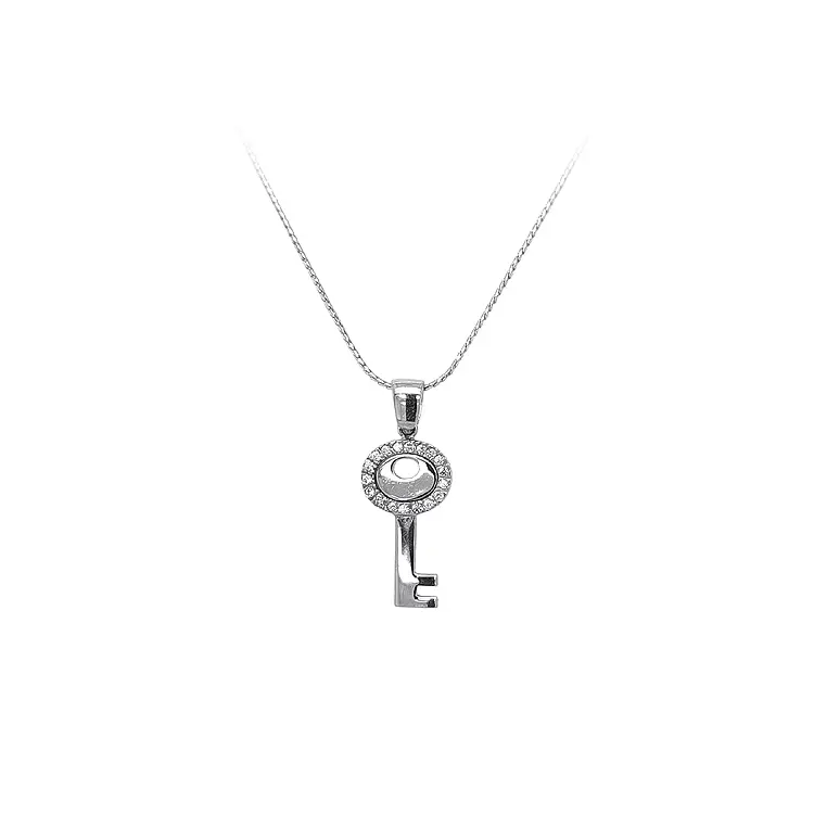 Pendant Key with White Gold Zircons