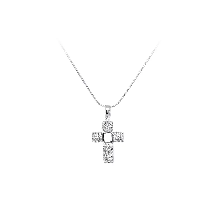 Pendant Cross with White Gold Zircons