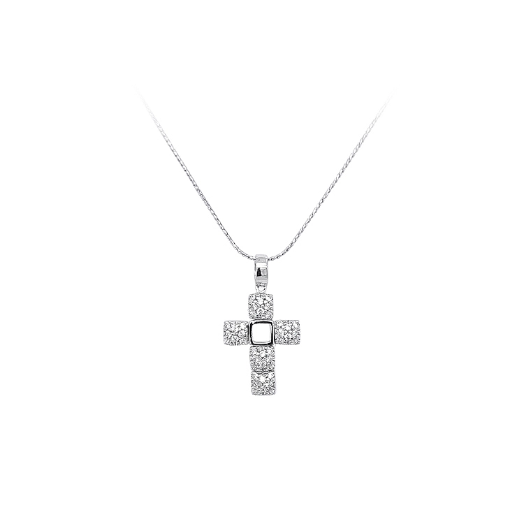 Pendant Cross with White Gold Zircons