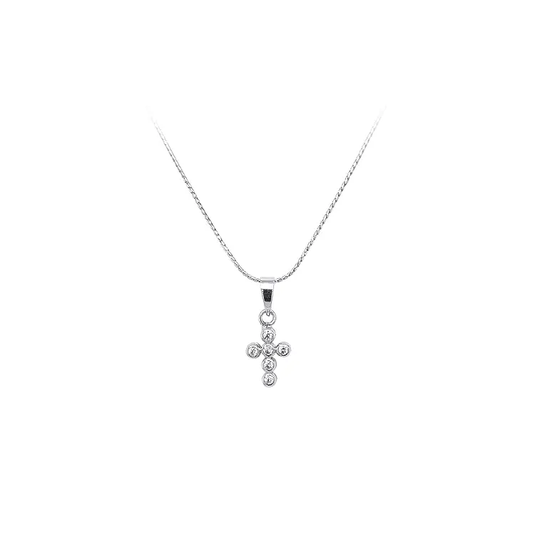 Cross with White Gold Zircons
