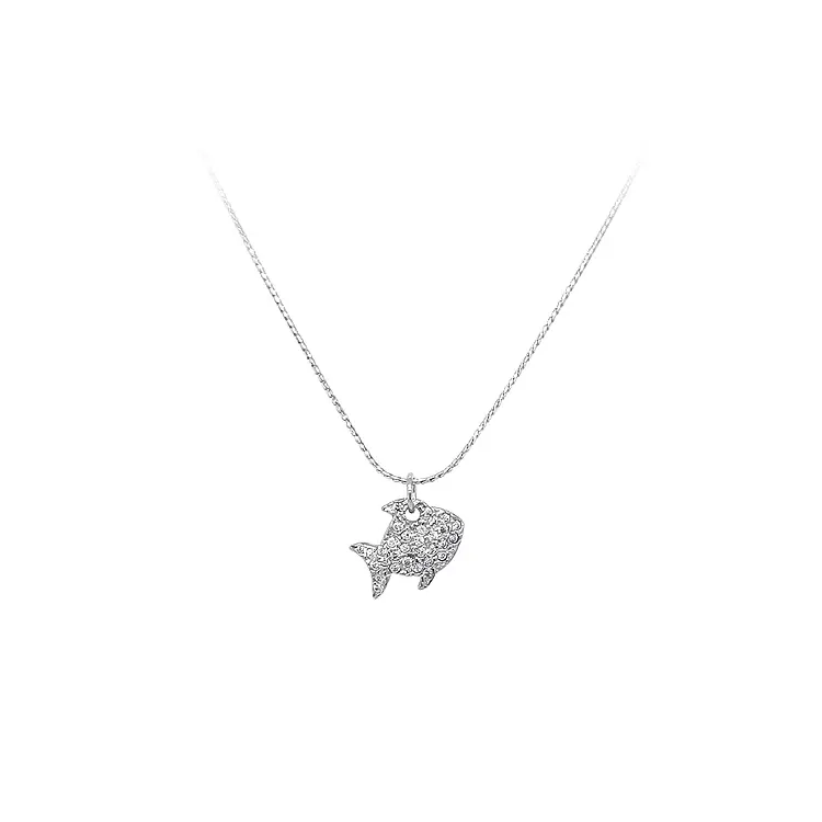 Pendant Fish with White Gold Zircons