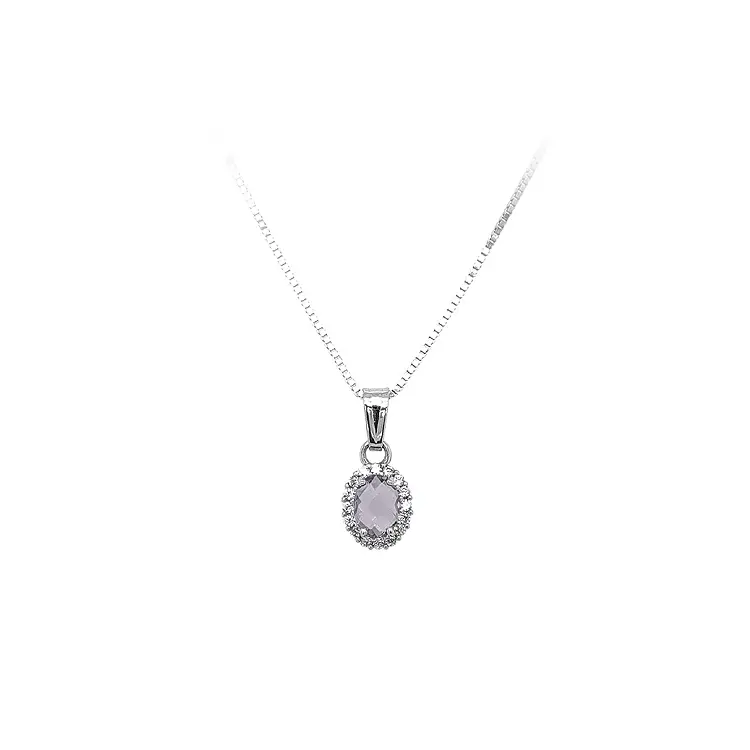 Pendant with Purple Stone made of White Gold