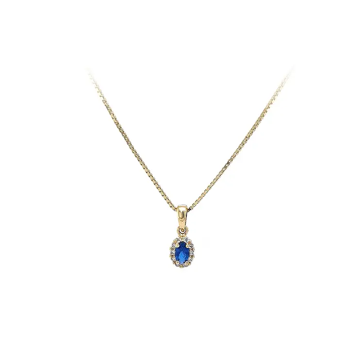 Gold Pendant with Blue Stone