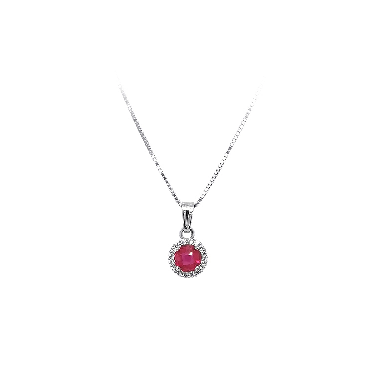 Gold Pendant with Red Stone