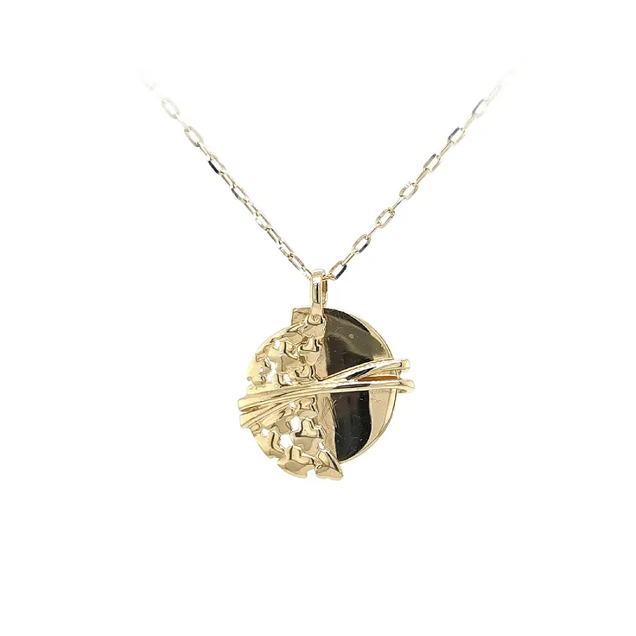 Elegant Gold Pendant with Artistic Relief