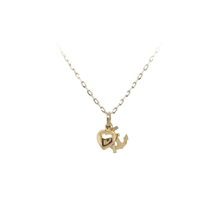 Gold Pendant Heart, Anchor, Cross