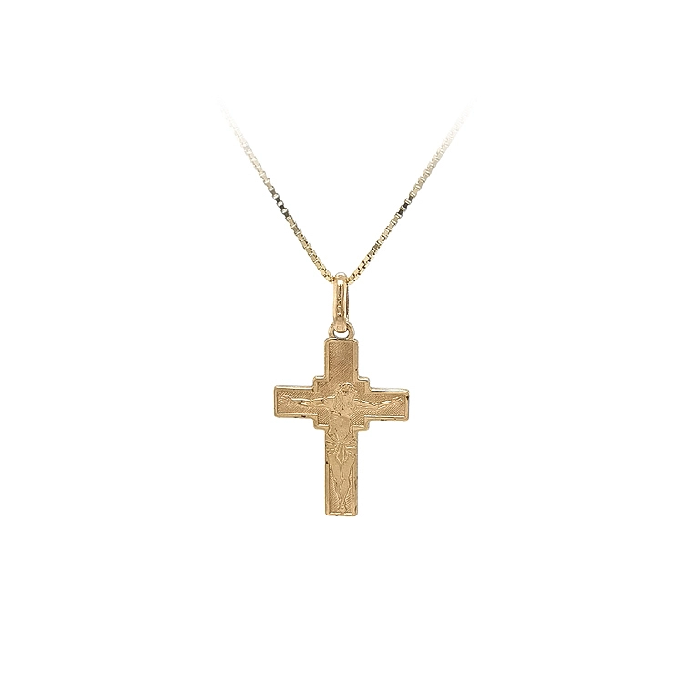 Gold Pendant Cross with Jesus Christ