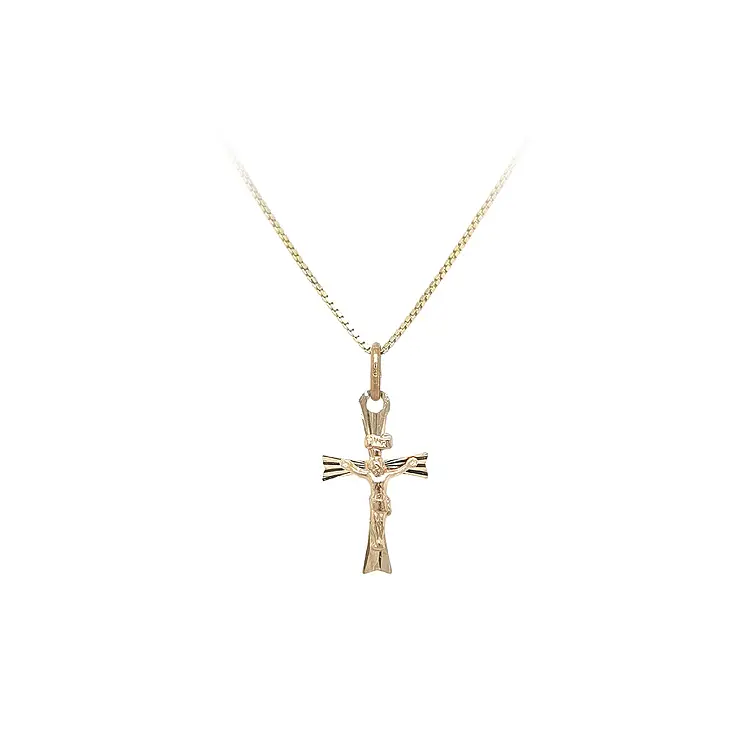 Golden Pendant Cross with Jesus Christ