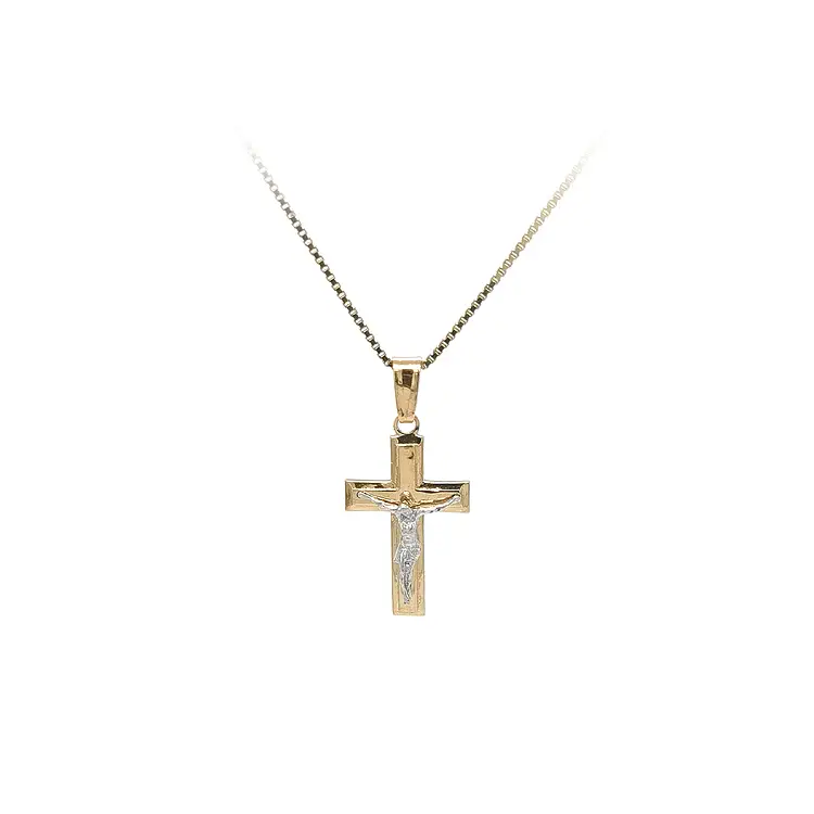 Gold Pendant Cross with Jesus Christ