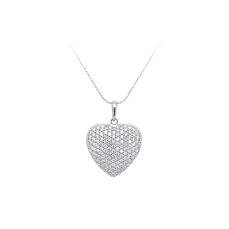 Pendant Heart with White Gold Zircons