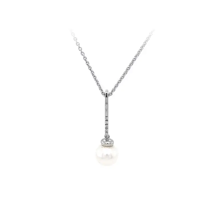 Gold Necklace with Pearl and Zircons