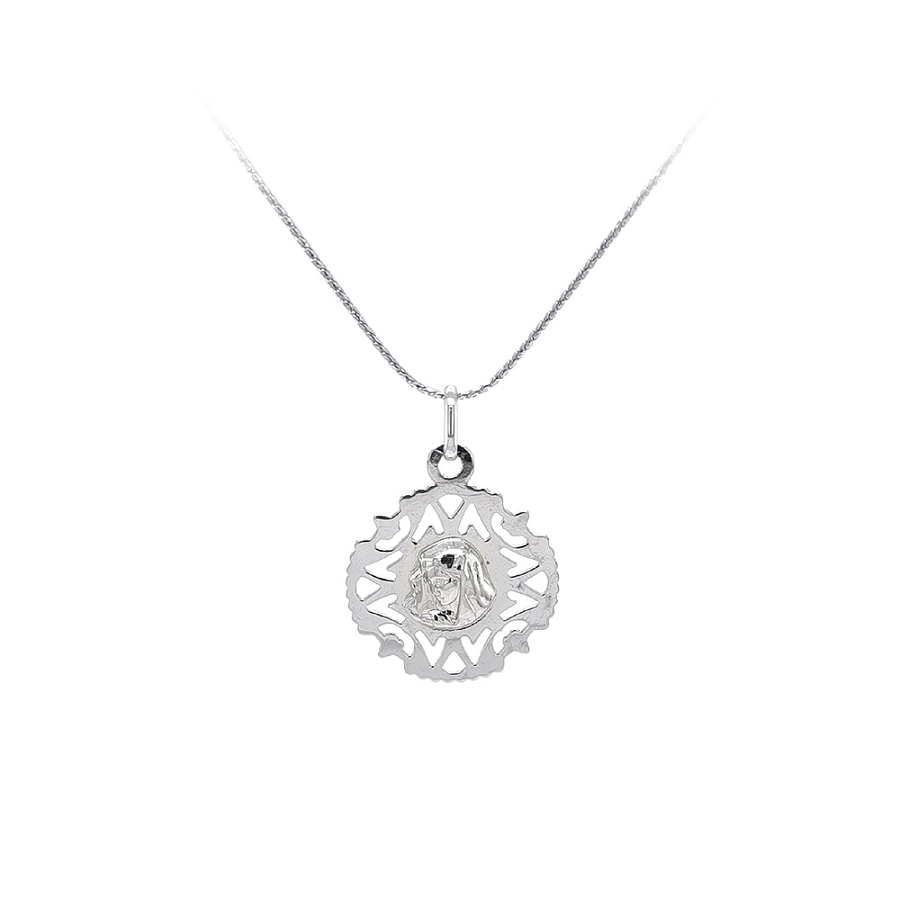 Pendant Madonna Virgin Mary of White Gold