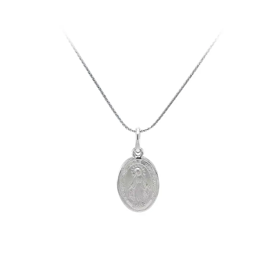 Pendant Madonna Virgin Mary of White Gold