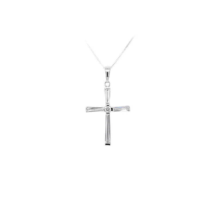 Pendant Cross with White Gold Zircons