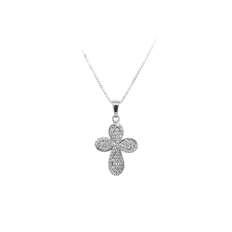Pendant Cross with White Gold Zircons