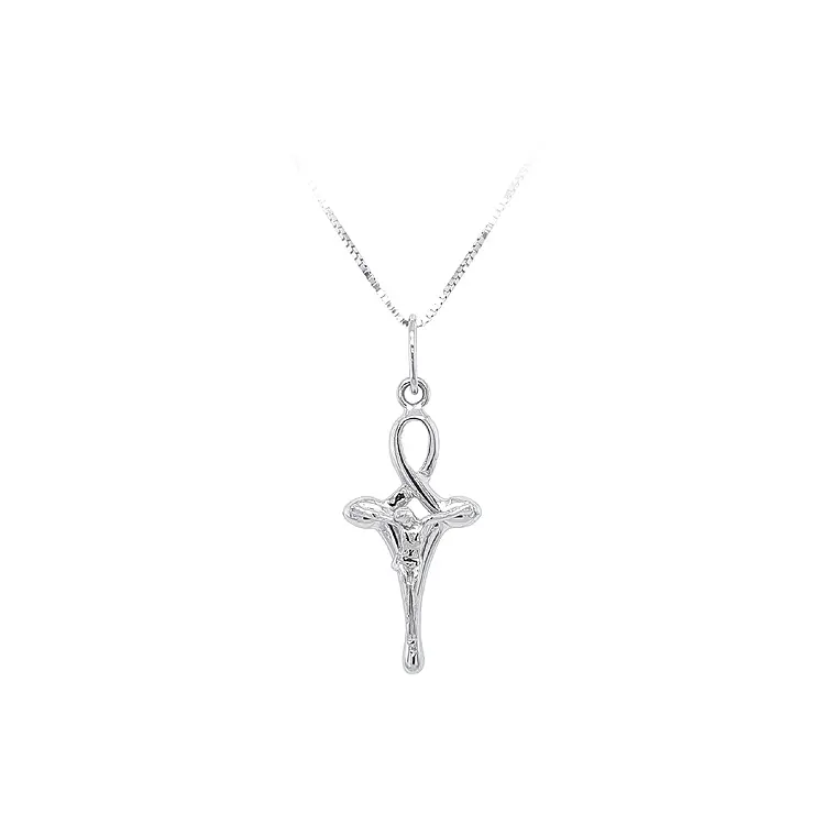 Pendant Cross with Jesus Christ from White Gold