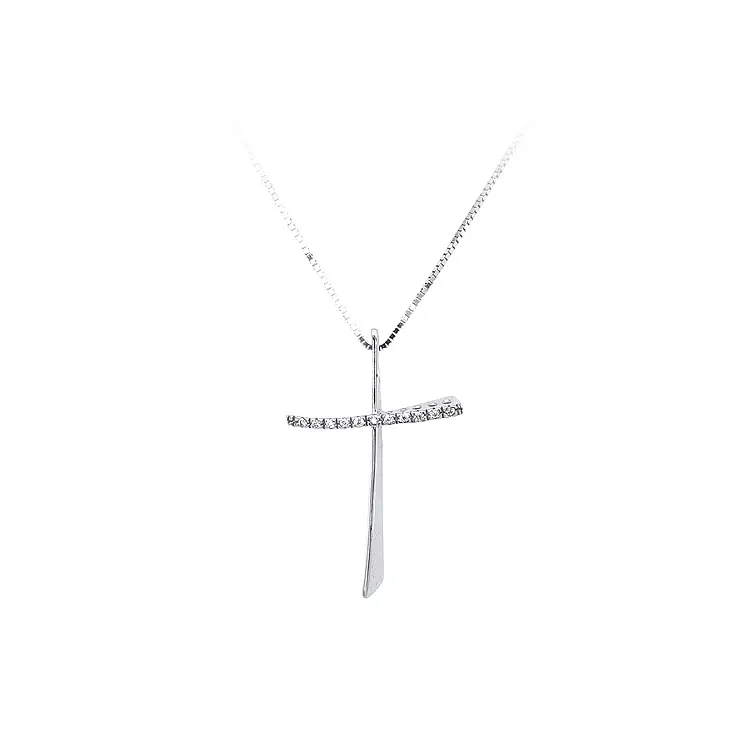 Pendant Cross with White Gold Zircons