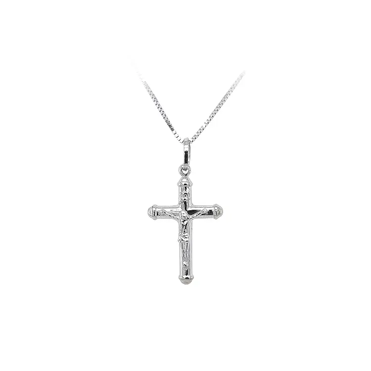 Pendant Cross with Jesus Christ from White Gold