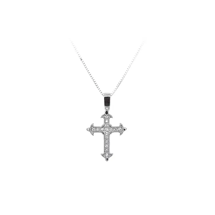 Pendant Cross with White Gold Zircons