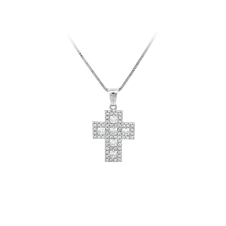 Cross with White Gold Zircons