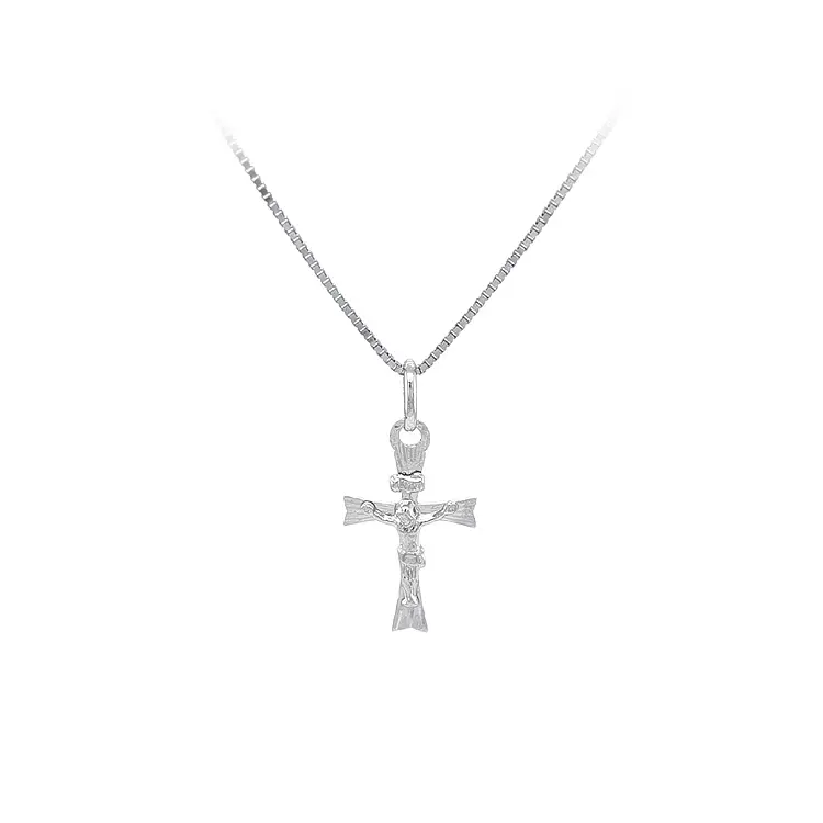 Pendant Cross with Jesus Christ from White Gold