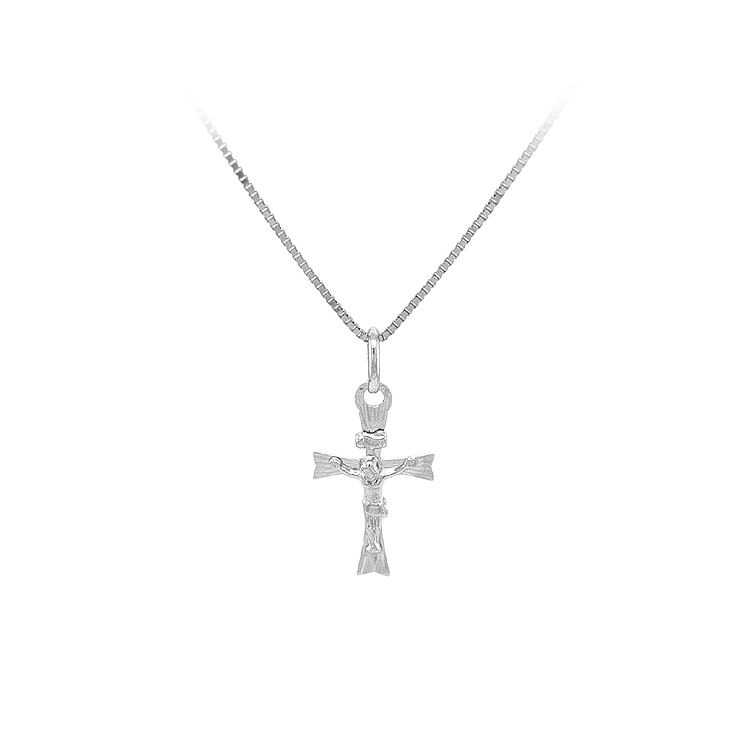 Pendant Cross with Jesus Christ from White Gold