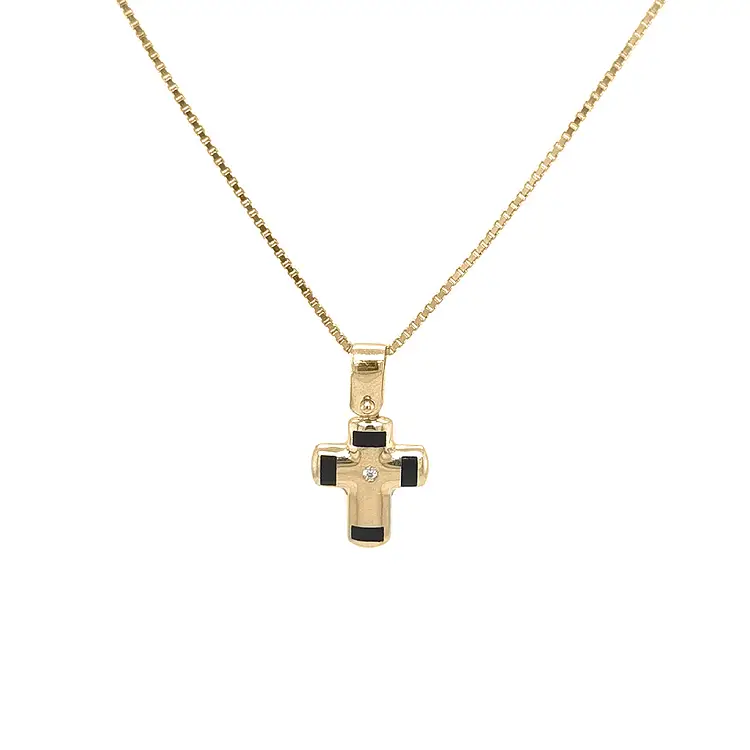 Golden Cross with Zircon