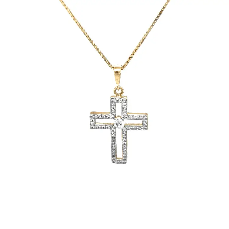 Golden Cross with Zircons