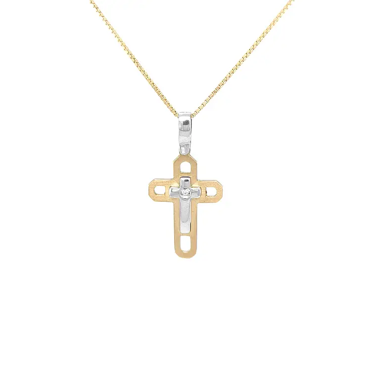 Golden Cross with Zircon