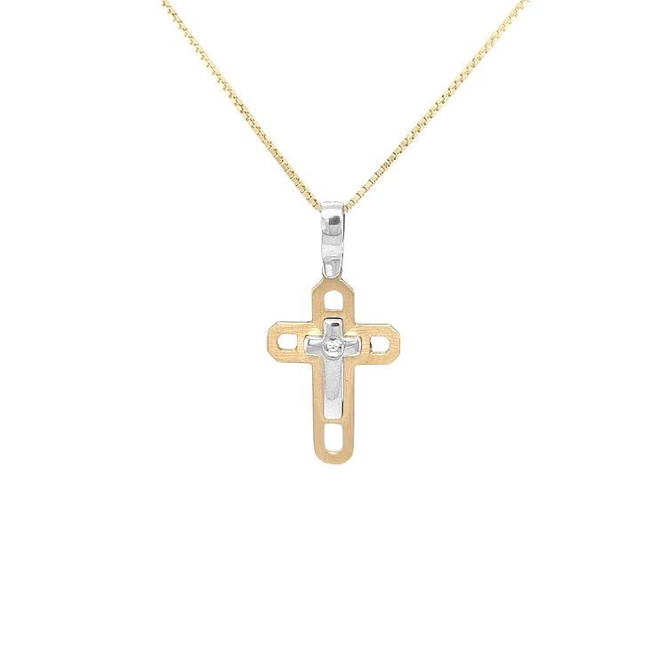 Golden Cross with Zircon