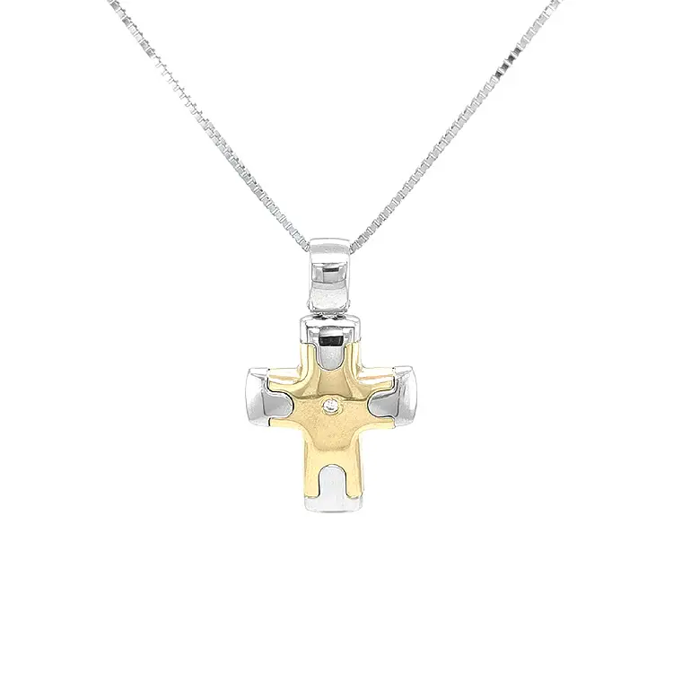 Golden Cross with Zircon made of Combined Gold