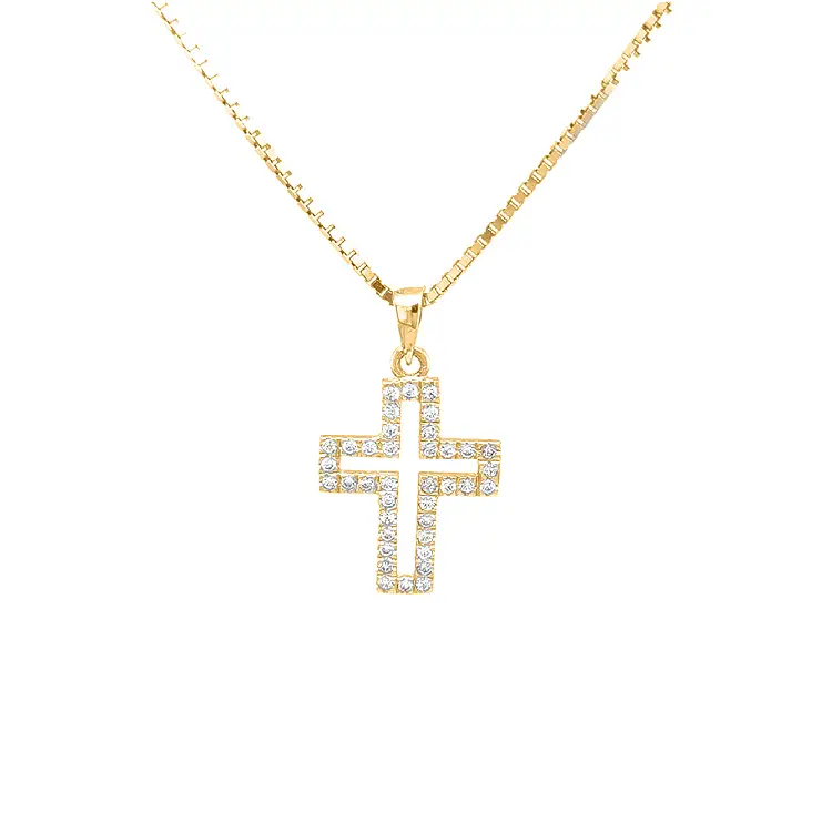 Golden Cross with Zircons