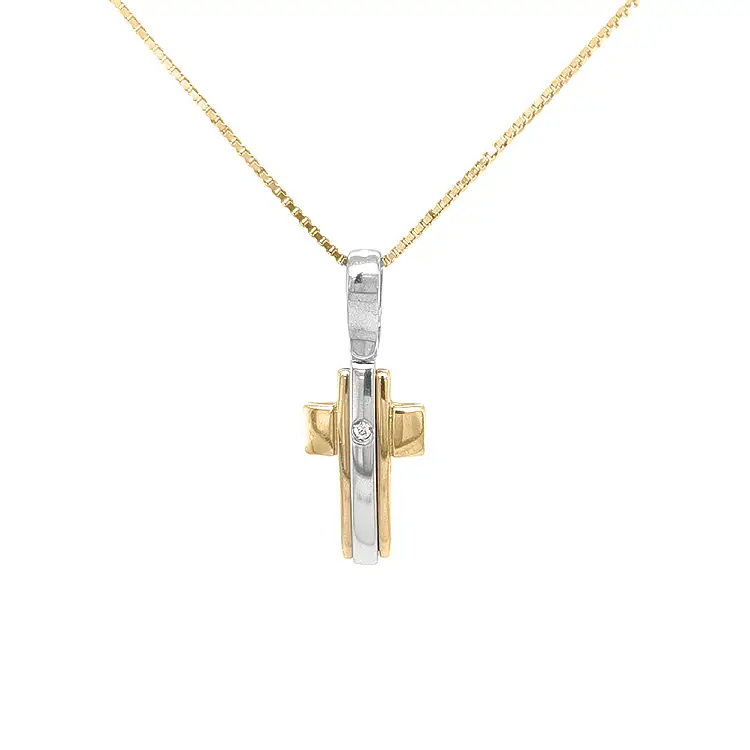 Golden Cross with Zircon
